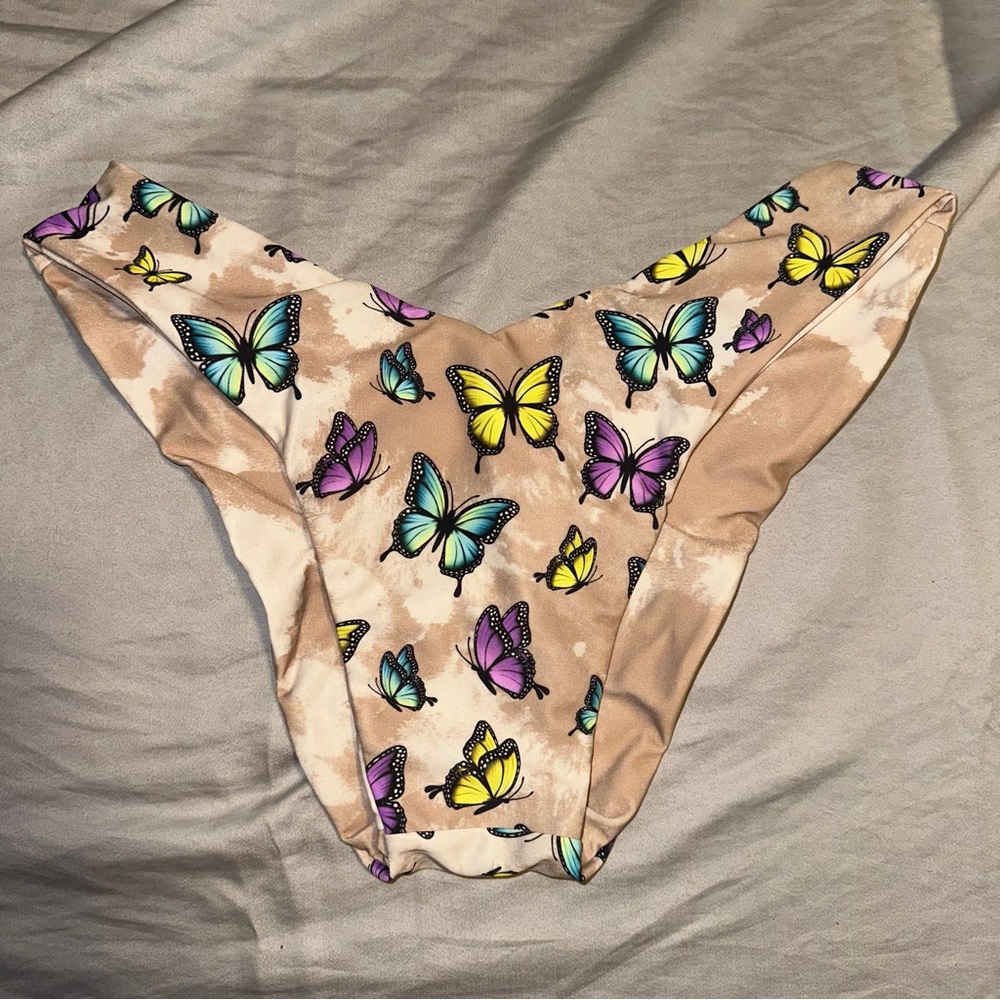 Moana Bikini with Butterfly Print in Tan and Multicolor